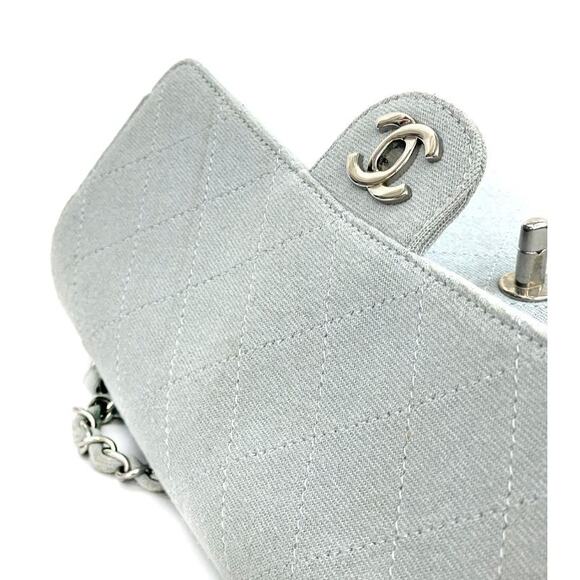 CHANEL Sky Blue Fabric Chain Shoulder Bag A-A9674 - Picture 10 of 11